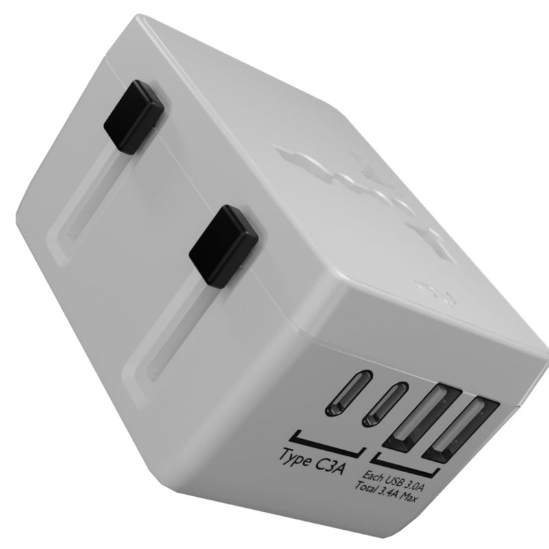 Rts Universal Travel Adapter with 2 Type C 2 USB Ports AC Outlet International Plug Adapter Converter Type CAGI All in One Wall Charger Worldwide Travel Adaptors for US to EU UK AUS Asia - Image 2