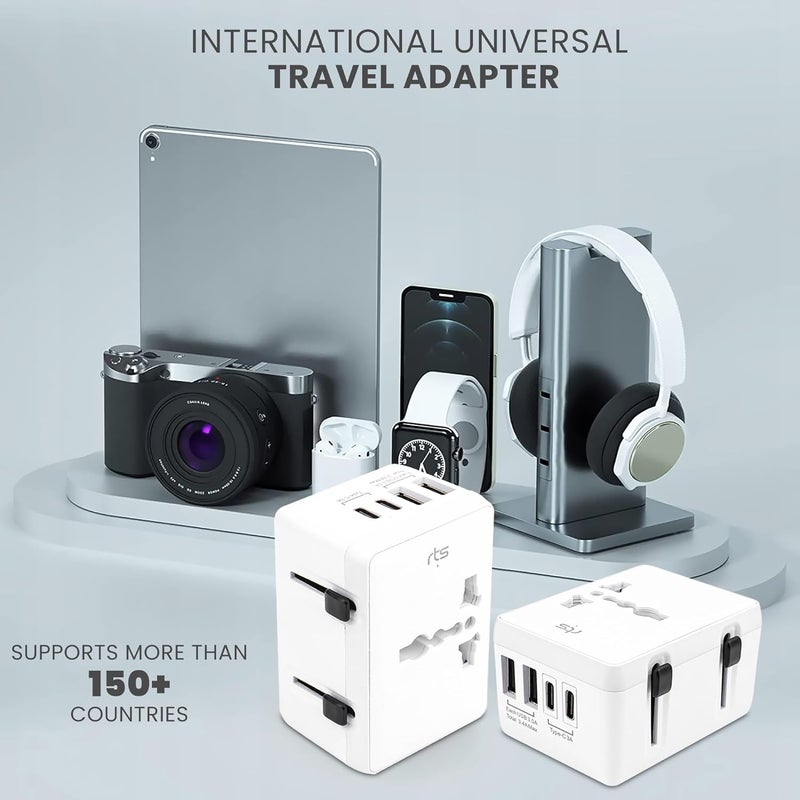 Rts Universal Travel Adapter with 2 Type C 2 USB Ports AC Outlet International Plug Adapter Converter Type CAGI All in One Wall Charger Worldwide Travel Adaptors for US to EU UK AUS Asia - Image 5