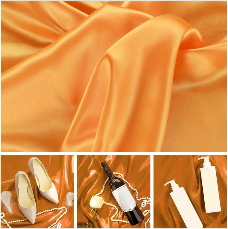 klarako Photography Backdrop Solid Color Artificial Silk Mercerized Cloth Shoot Background Studio Photo Props for Jewelry Ring Cosmetics klarako27.56x39.37inch klarakoYellow - Image 2