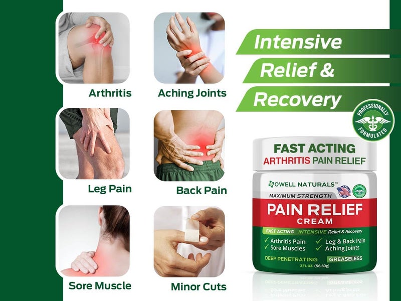 OWELL NATURALS Maximum Strength Pain Relief Cream - Fast Acting Arthritis Pain Relief, 3.5 oz (99.22 g) - Image 2