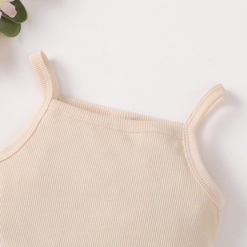 OPAWO Sleeveless Onsies for Baby Girls' Bodysuits 3pc Newborn Ribbed Spaghetti Strap Summer Baby Undershirt 3-6 Months - Image 3