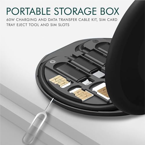 MAGICEL Multifunctional Data Cable Conversion Head Portable Storage Box, Multi-Type Charging Line Convertor USB Type C Adapter Tool Contains Sim Card Slot Tray Eject Pin, Phone Holder (Multi-Colour) - Image 2