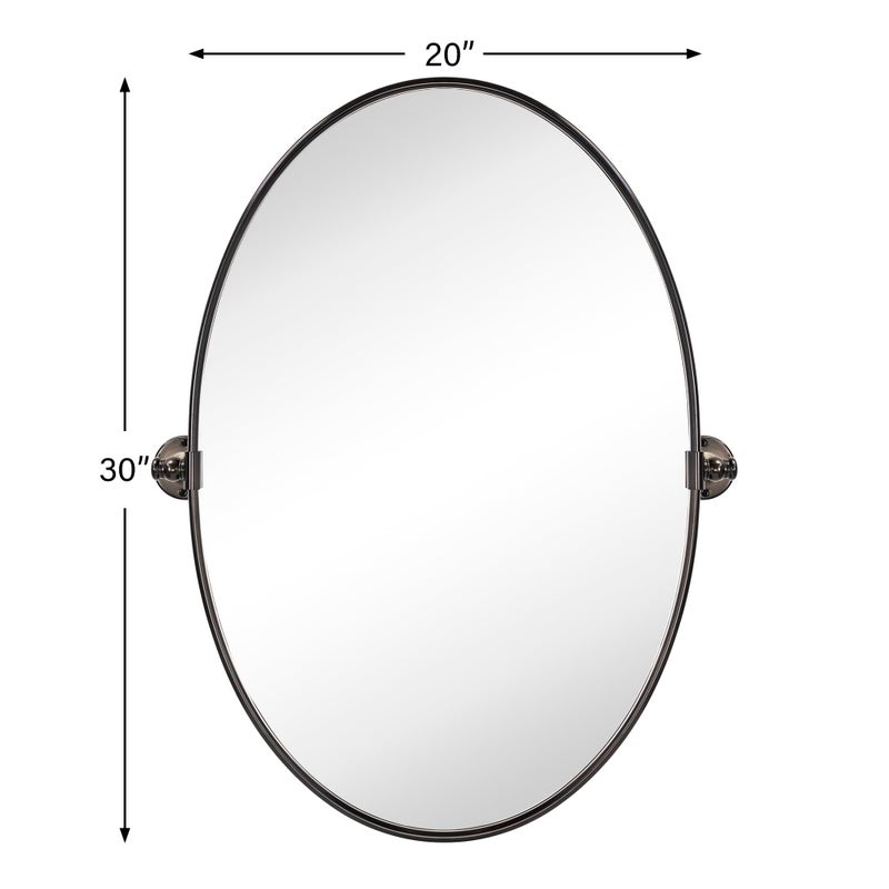 TEHOME Farmhouse Oil Rubbed Bronze Oval Metal Pivot Bathroom Vanity Mirror Tilting Beveled Vanity Mirrors for Wall, Overall 23.99 x 30 inches (Mirrror 20 x 30 inches) - Image 5