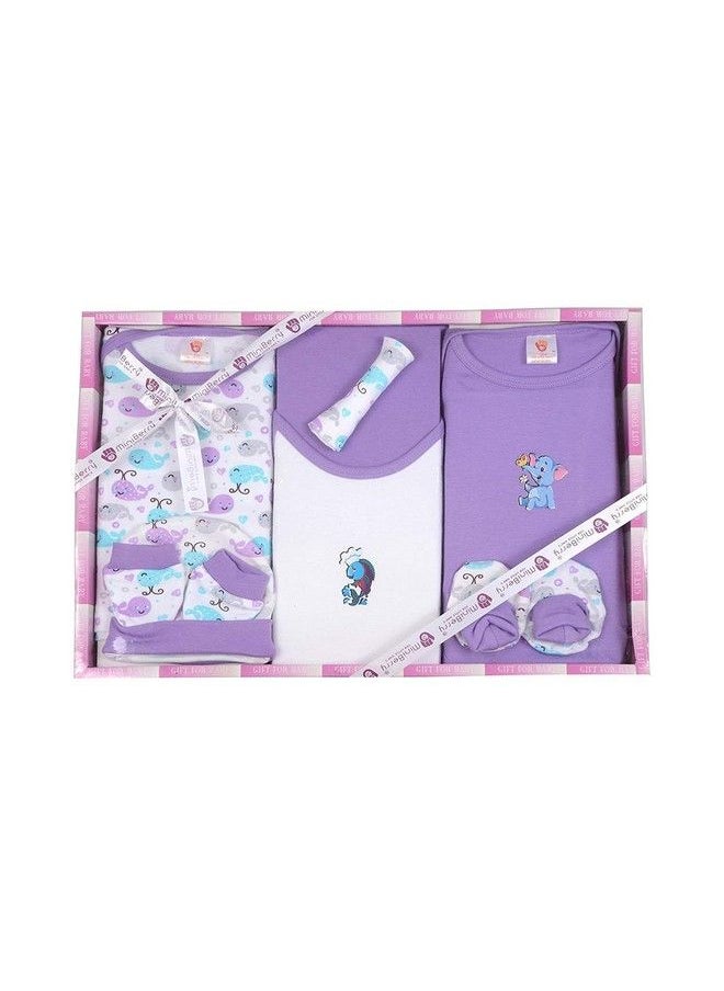 Mini Berry - New Born Baby Gift Set In Purple Color 8 Pcs - Image 1