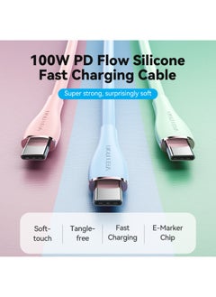 VENTION VENTION USB 2.0 C Male to C Male  5A Cable  Light Green Silicone Type Model # TAWGF  - Image 2