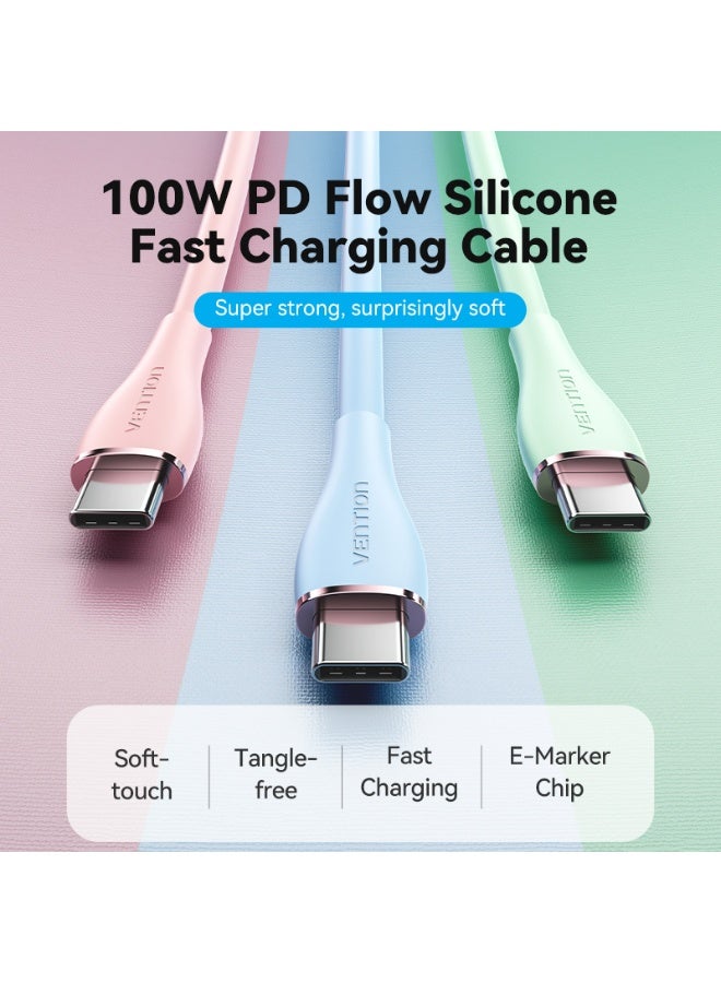 VENTION USB 2.0 C Male to C Male  5A Cable  Light Green Silicone Type Model # TAWGF - Image 2