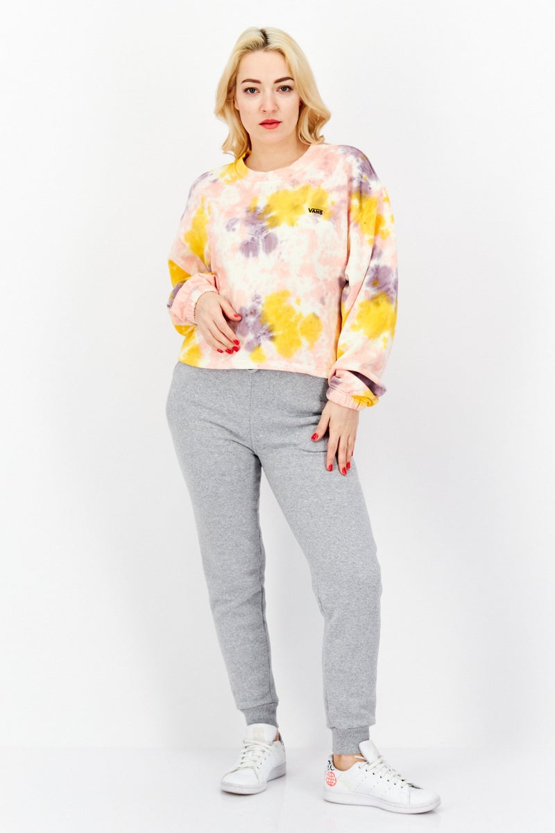 VANS سويت شيرت قصير بأكمام طويلة وياقة دائرية للنساء، بتصميم تداخل الألوان، مجموعة وردية - Image 3