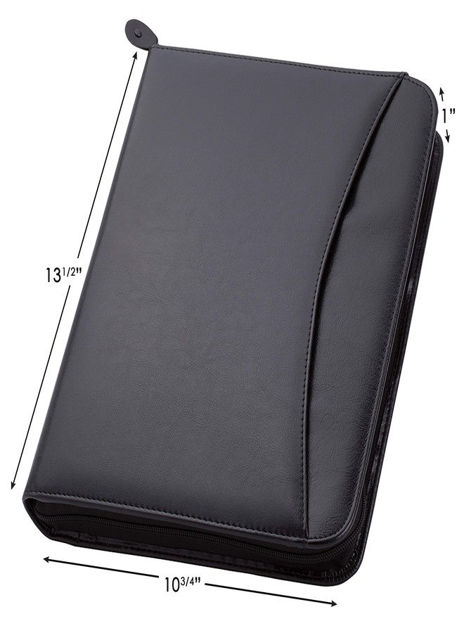 Travigo 3-Ring Zipper Portfolio Binder | 1.25" Faux Leather Padfolio with Zipper for Women & Men | Professional Business Portfolio Folder with Writing Pad, Gusseted File Pocket, ID Window (Black) - Image 2