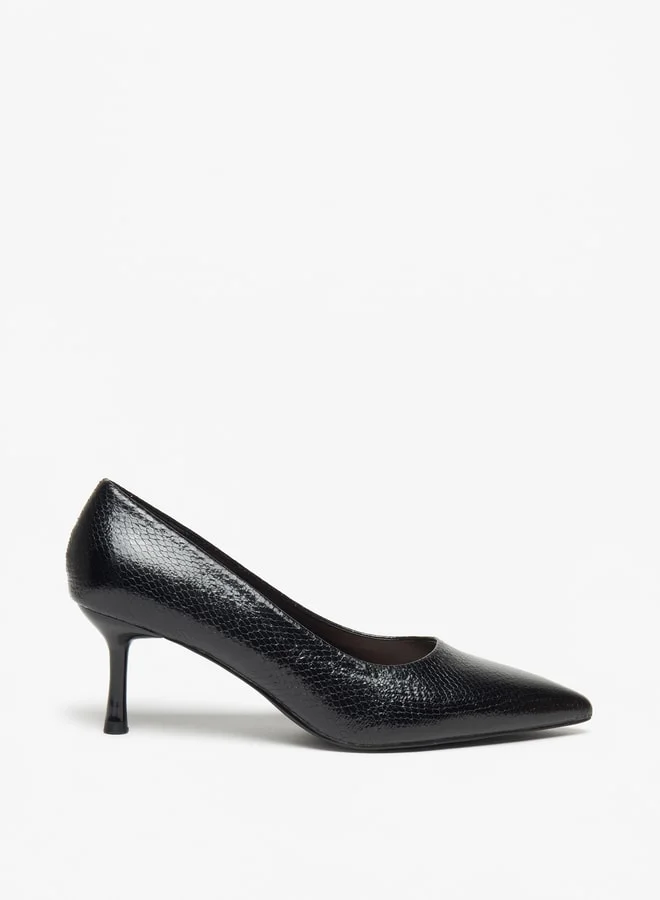 Flora Bella By Shoexpress Women's Textured Slip-On Pumps with Stiletto Heels