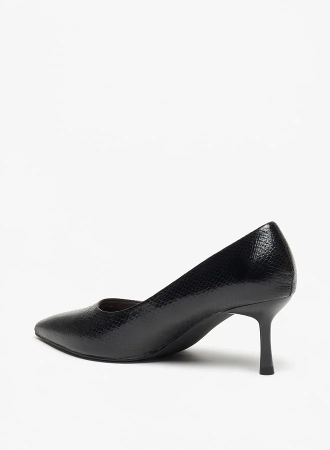 Flora Bella By Shoexpress Women's Textured Slip-On Pumps with Stiletto Heels