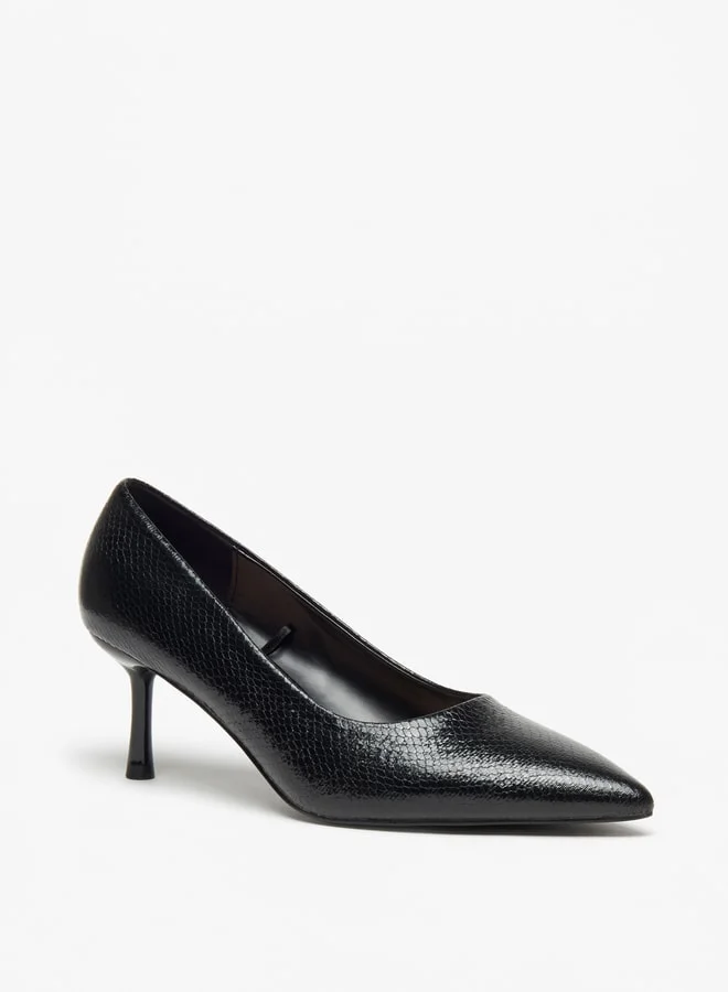 Flora Bella By Shoexpress Women's Textured Slip-On Pumps with Stiletto Heels