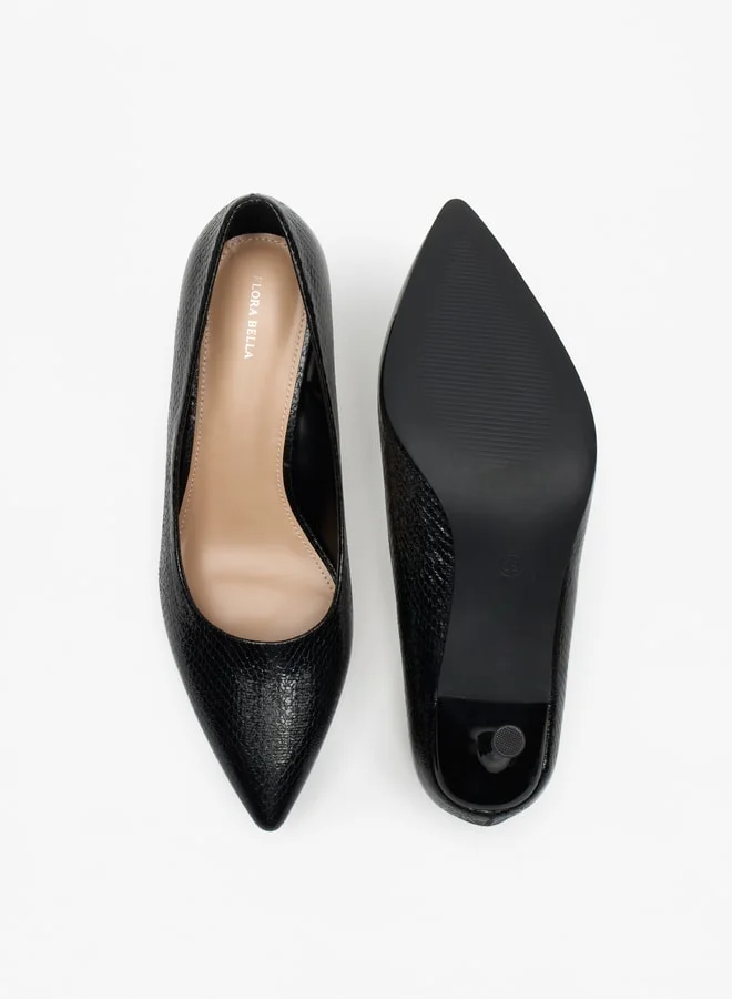 Flora Bella By Shoexpress Women's Textured Slip-On Pumps with Stiletto Heels