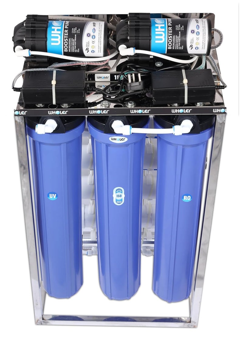 Wholer 100 LPH Commercial RoUv Water Purifier System 100 Litre Per Hour Stainless Steel Fully Automatic With Tds Adjuster AND Auto shut off functionactivated carbon fiter - Image 2