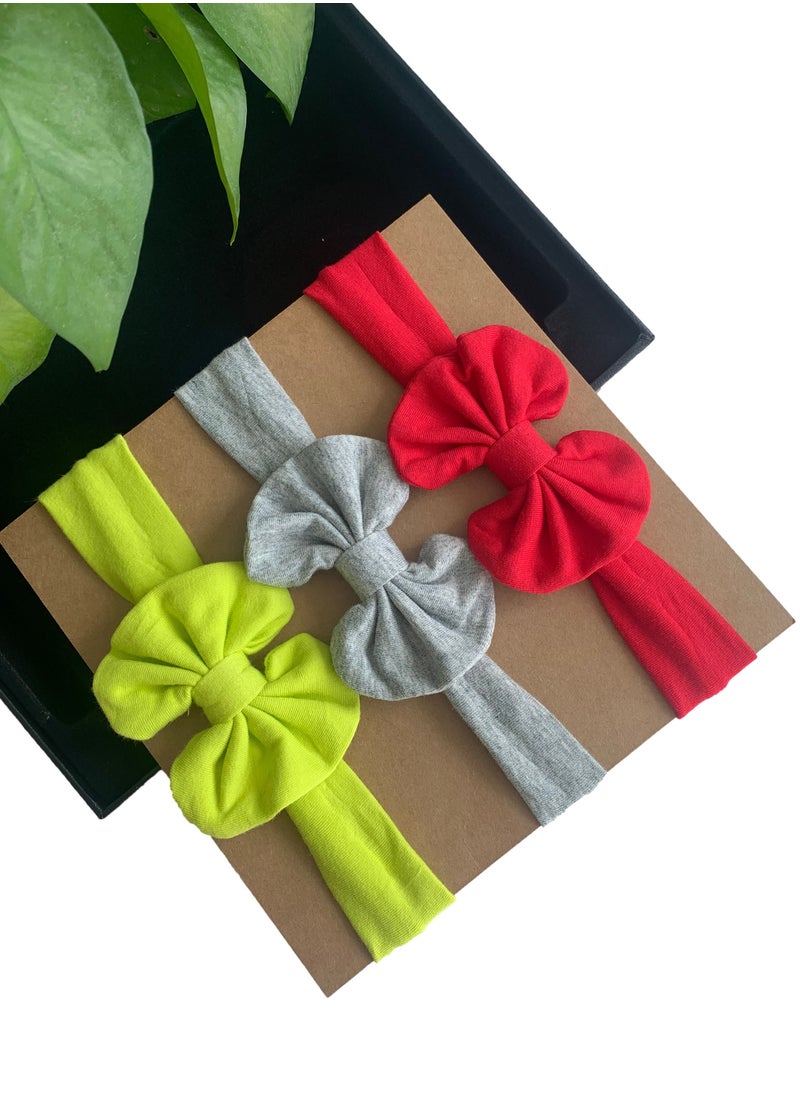 The Girl Cap The Girl Cap Elastic Baby Headband Stretchable Cotton Assorted Hairbands Hair Accessories for Baby - Multicolor - 3PCS  - Image 1