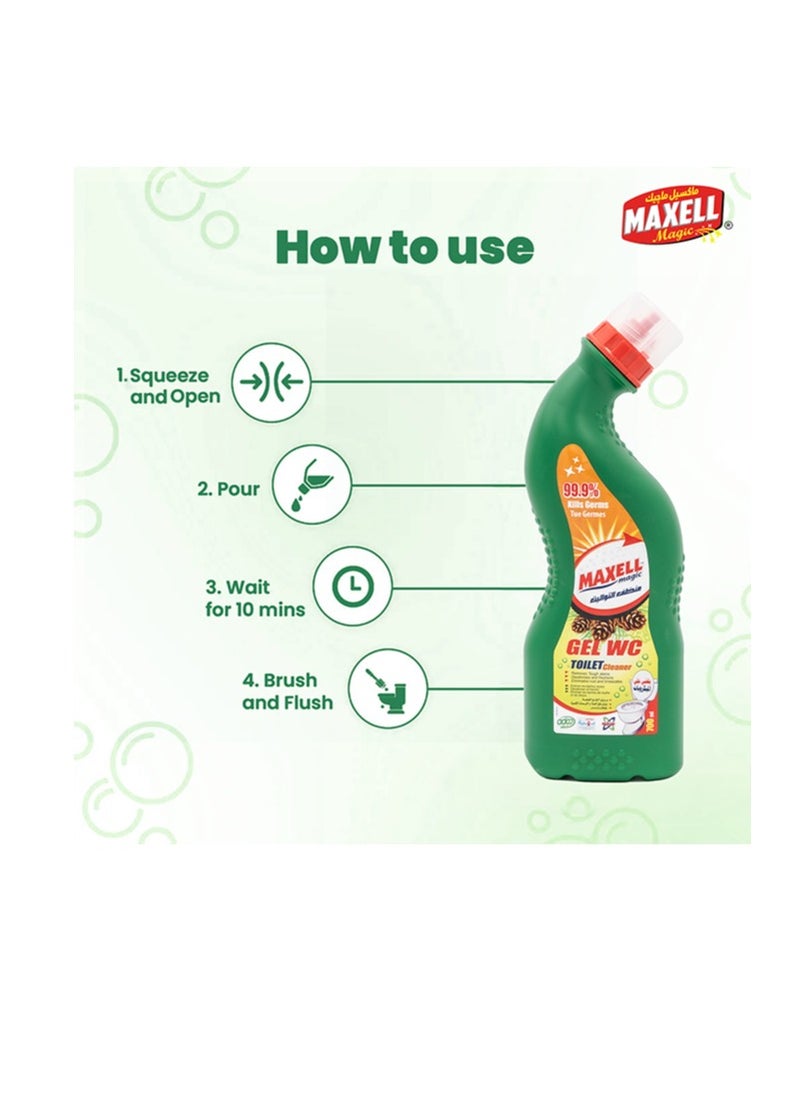 Maxell Magic Maxell Magic WC Cleaner | 700ml Pine Scented Bathroom & Floor Disinfectant – Powerful Stain Removal, Rust & Limescale Eliminator, Deodorizer & Germ-Killer  - Image 4