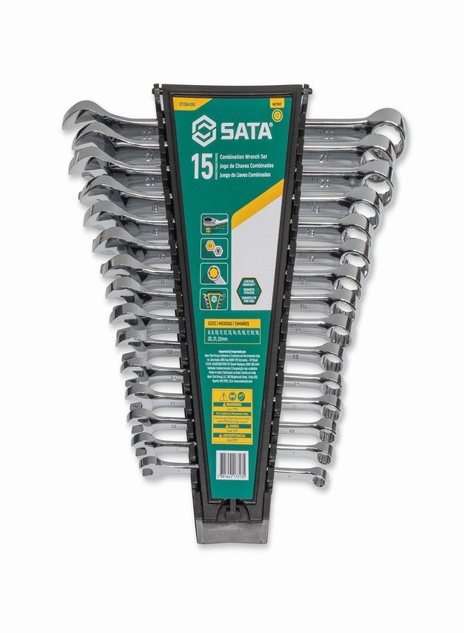 SATA 15 Piece 12 Point Combination Wrench Set| Metric Sizes 8mm - 22mm| Off Corner Loading | ST08410G - Image 1