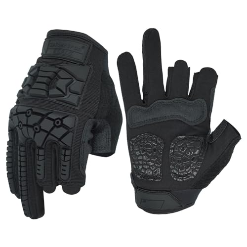 Seibertron T.T.F.I.G 2.0 Men's Tactical Gloves Flexible Rubber Knuckle Protective for Hunting Hiking Airsoft Paintball Motorcycle Motorbike Riding Outdoor Gloves Black XL - Image 1