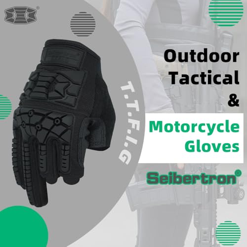 Seibertron T.T.F.I.G 2.0 Men's Tactical Gloves Flexible Rubber Knuckle Protective for Hunting Hiking Airsoft Paintball Motorcycle Motorbike Riding Outdoor Gloves Black XL - Image 3