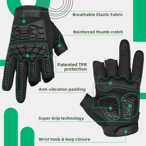 Seibertron T.T.F.I.G 2.0 Men's Tactical Gloves Flexible Rubber Knuckle Protective for Hunting Hiking Airsoft Paintball Motorcycle Motorbike Riding Outdoor Gloves Black XL - Image 4