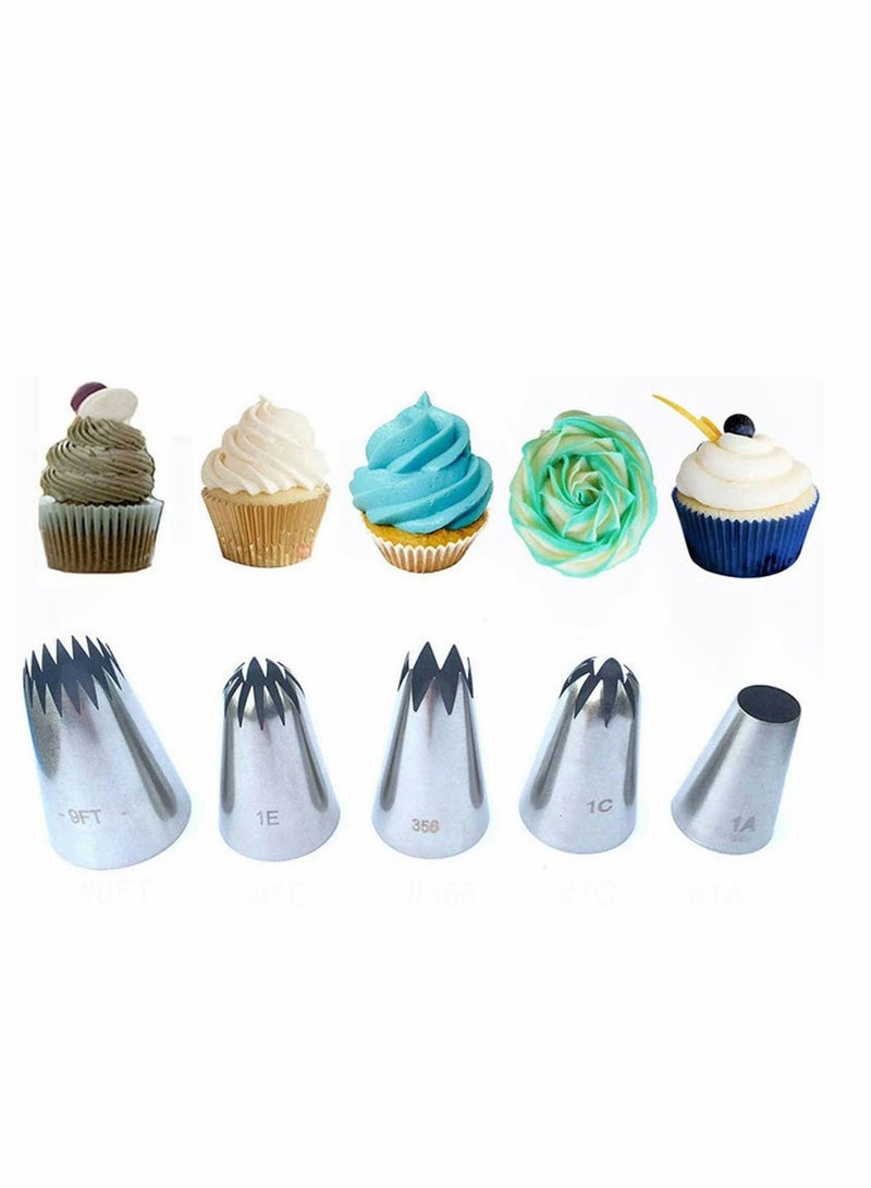 Zikra Large Cake Decorating Tools, 5 Pack Cake Piping Nozzles Tips Kit - DIY Icing Nozzle Tool for Cupcakes - Image 1