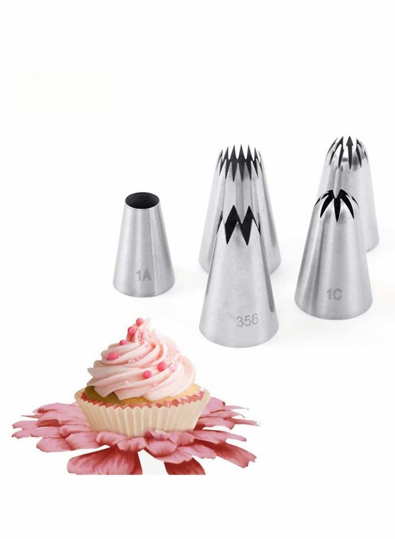 Zikra Large Cake Decorating Tools, 5 Pack Cake Piping Nozzles Tips Kit - DIY Icing Nozzle Tool for Cupcakes - Image 4