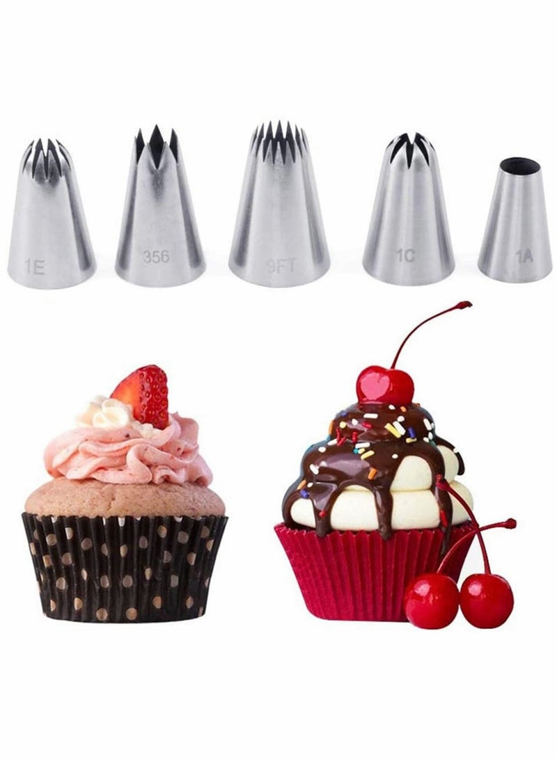 Zikra Large Cake Decorating Tools, 5 Pack Cake Piping Nozzles Tips Kit - DIY Icing Nozzle Tool for Cupcakes - Image 5
