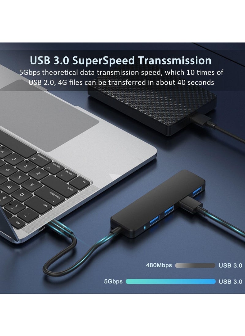 إيروريكس موزع USB، 4 منافذ USB 3.0 موزع USB موسع USB لأجهزة الكمبيوتر المحمول، Xbox، محرك فلاش، HDD، وحدة التحكم، الطابعة، الكاميرا، لوحة المفاتيح، الماوس - أسود/منفذ USB  - Image 3