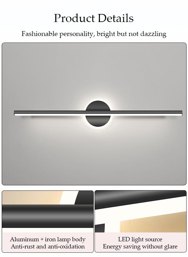 DUNISO Mirror Light, Led Bathroom Mirror Light, Modern Mirror Cabinet Light, White Light, Bathroom Wall Light, Black Metal Mirror Frame Light, Suitable For Hotel, Restaurant, Dressing Table  - Image 3