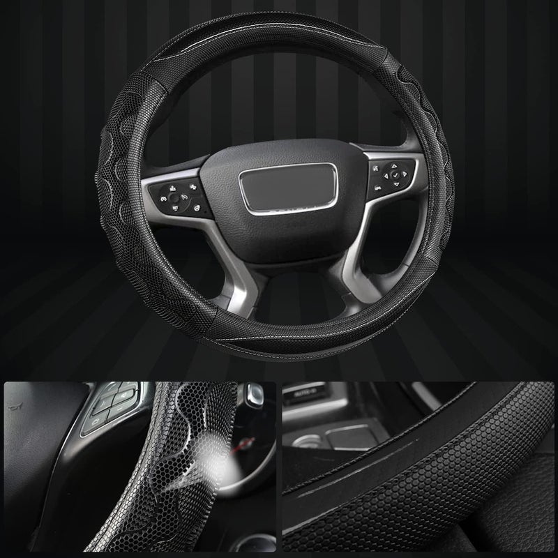 GIANT PANDA Steering Wheel Cover for GMC Sierra - Car Steering Wheel Cover for GMC Acadia Terrain Yukon - Black - Image 3