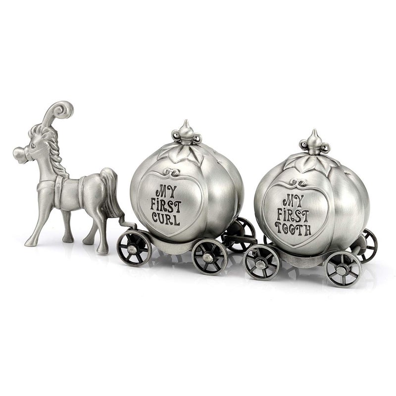 Yoption Baby First Haircut Keepsake and First Tooth Fairy Box Set Zinc Alloy Pumpkin Carriage Baby Dropped Tooth Keepsake Storage Box Gift