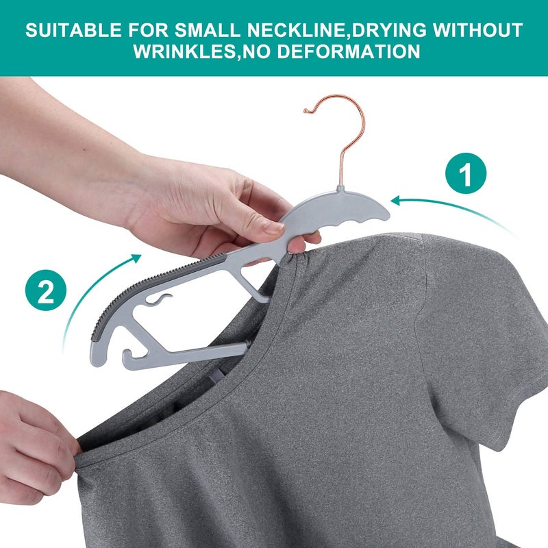 TIMMY Slim Plastic Hangers Non-Slip, 0.2in Ultra Thin Space Saving Closet Organizers, S-Shaped Design for Round Neck Shirts/Sweaters, Heavy Duty Hangers 50 Pack - Image 4