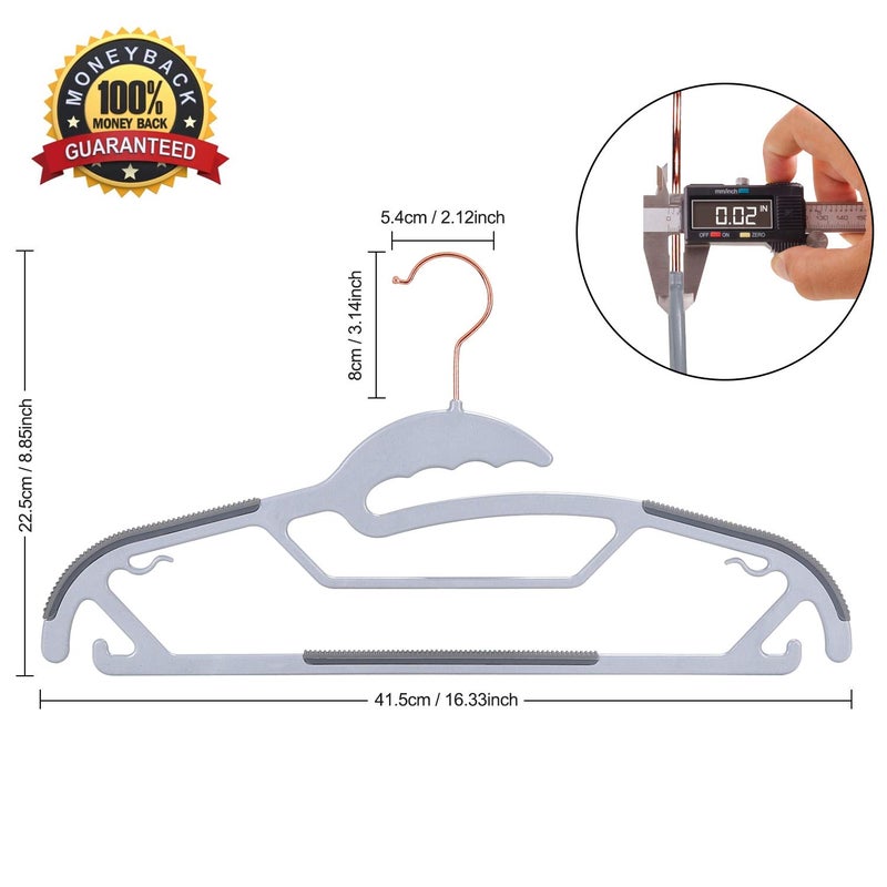 TIMMY Slim Plastic Hangers Non-Slip, 0.2in Ultra Thin Space Saving Closet Organizers, S-Shaped Design for Round Neck Shirts/Sweaters, Heavy Duty Hangers 50 Pack - Image 2