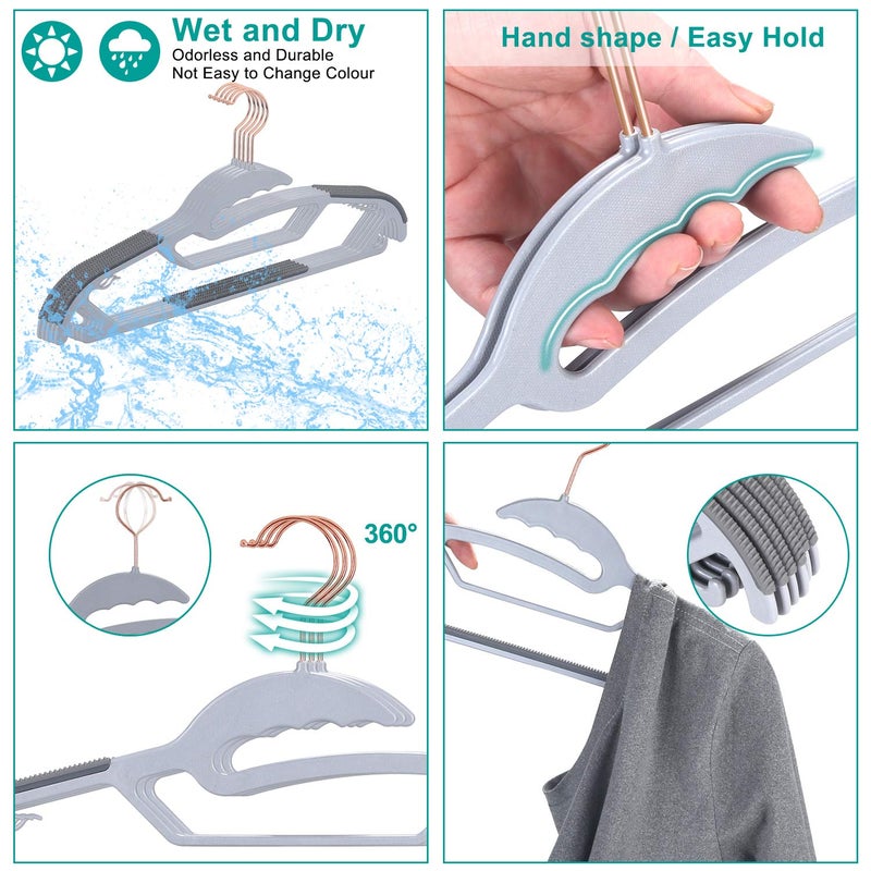 TIMMY Slim Plastic Hangers Non-Slip, 0.2in Ultra Thin Space Saving Closet Organizers, S-Shaped Design for Round Neck Shirts/Sweaters, Heavy Duty Hangers 50 Pack - Image 5