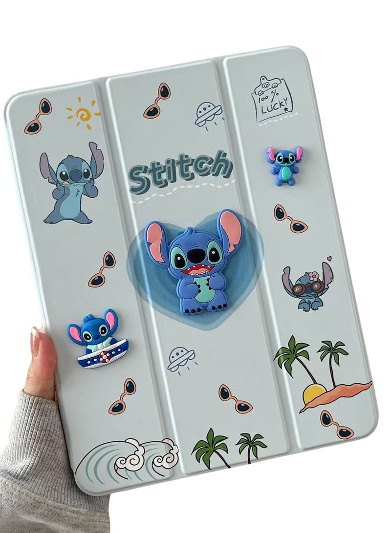 Ecosystem iPad Case, 3D Cartoon Silicon Flip Cover with Pencil Holder, Compatible with iPad Air 4\5\6 air 11 2024 pro 10.9\11, Kids Design