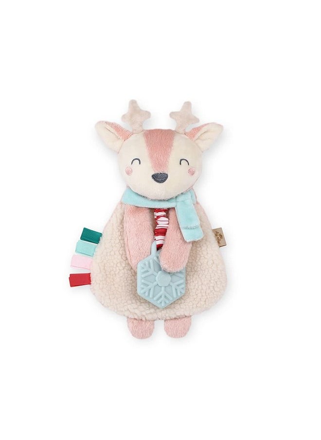 Itzy Ritzy - Itzy Ritzy - Itzy Lovey Including Teether - Baby Lovey with Teether, Textured Ribbons & Dangle Arms - Features Crinkle Sound, Sherpa Fabric and Minky Plush (Holly The Reindeer) - Image 1