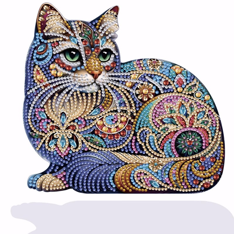 Yanfairy Tabletop Diamond Art Kits for Adults Cat Diamond Painting Figurines Ornaments DIY 5D Diamond Art Statues Diamond Dots Sculpture Special Shaped Paintings with Diamonds Gem Art and Crafts - Image 3