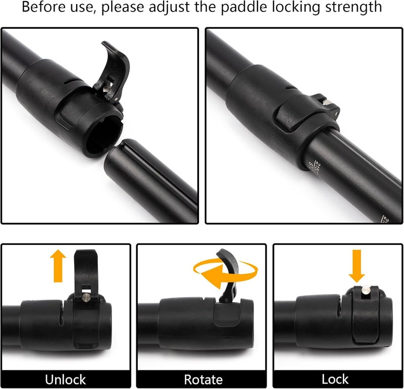 MoiShow SUP Paddle - Adjustable 3 Pieces Stand Up Paddle Board Paddle with Unique Lock Design Floating Alloy Shaft Paddleboard Paddle - Image 5