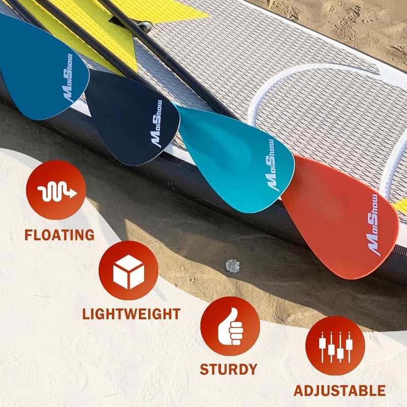 MoiShow SUP Paddle - Adjustable 3 Pieces Stand Up Paddle Board Paddle with Unique Lock Design Floating Alloy Shaft Paddleboard Paddle - Image 3