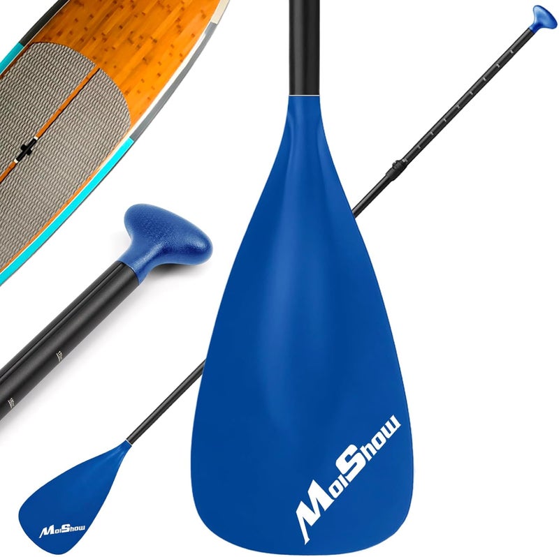 MoiShow SUP Paddle - Adjustable 3 Pieces Stand Up Paddle Board Paddle with Unique Lock Design Floating Alloy Shaft Paddleboard Paddle - Image 1