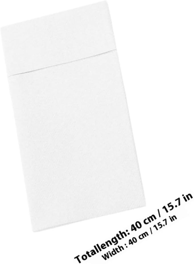 50pcs Disposable Pocket Napkins with Silverware Pouch, 40x40cm Thick White Paper Napkins for Wedding, Party, Restaurant, and Home Use - Image 2