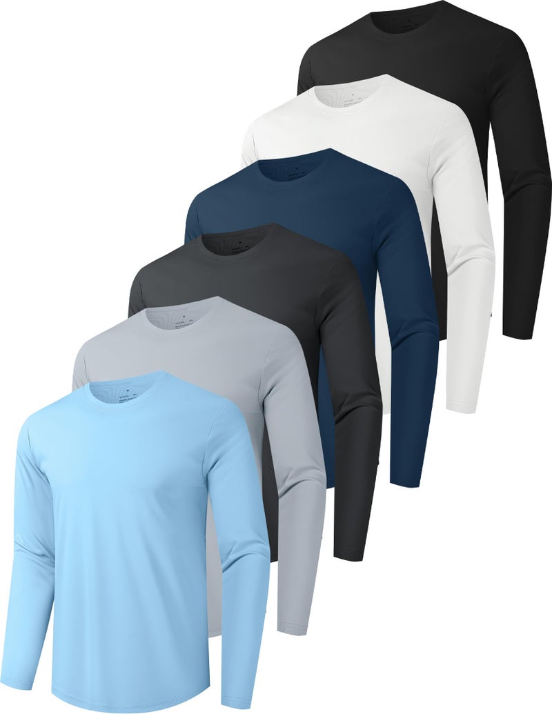 OYGSieg Mens UPF 50 UV Sun Protection Long Sleeve Shirt Rash Guard for Men Quick Dry Breathable Gym Shirt for Fishing Running SetD M - Image 2