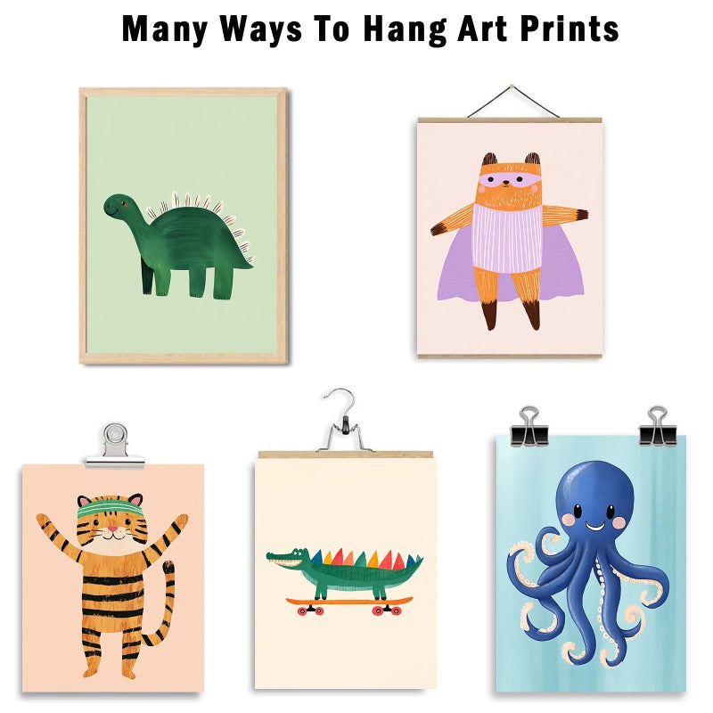 Aroutde 12Pcs Baby Nursery Room Decor, Cartoon Animal Playroom Canvas Wall Art Kids Transport Inspirational Quotes Posters Colorful Printing for Boys and Girls Room Decorï¼ˆUnframedï¼‰ - Image 4