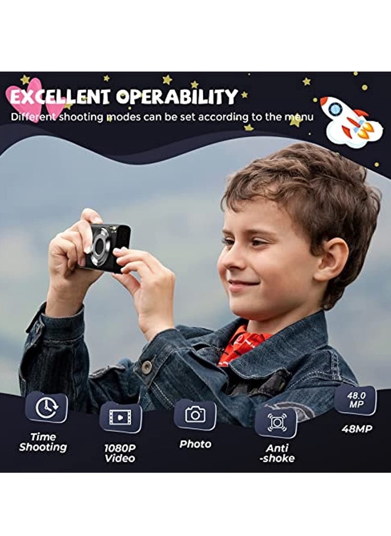 OIMG - Digital Camera Autofocus Digital Camera Hd 2 7K 48Mp With 2 8" Large Screen 16X Digital Zoom Portable Mini Camera For Photography Vlogging Camera For Kids Beginners（Black） - Image 1
