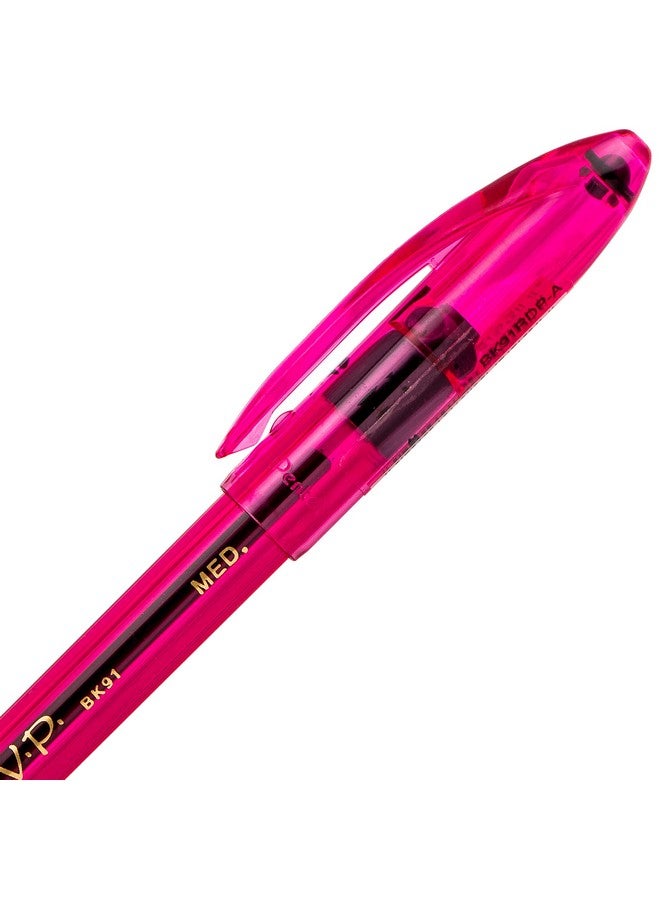 بنتل قلم حبر جاف Pentel RSVP Razzle-Dazzle، خط متوسط (1.0 مم)، أسطوانة وردية، حبر أسود، علبة من 12 قلمًا (BK91RDP-A) - Image 5