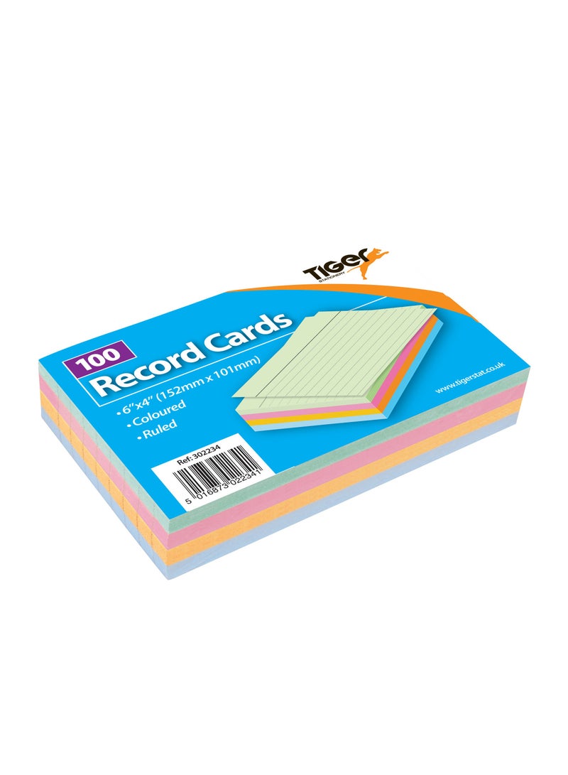TIGER RECORD CARDS RULED COLORED 5X3" 100 SHTS - Image 1