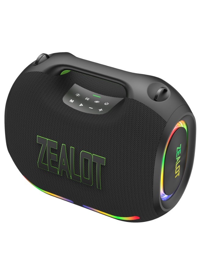زيلوت ZEALOT ZE21 مكبر صوت بلوتوث محمول بقوة 500 واط، صوت ستيريو قوي مع باس عميق، مضخم صوت لاسلكي، مناسب للاستخدام الخارجي، مقاوم للماء بمعيار IPX7. - Image 4