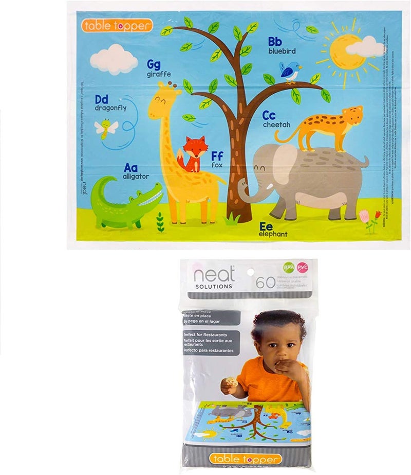 Neat Solutions Table Topper Disposable Stickon Placemats in Reusable Package Gender Neutral 12 x 18 60 Count Pack of 1 Styles May Vary
