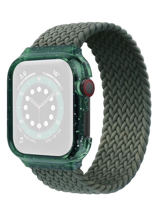 NIBEMINENT Weave Replacement Wrist Watchband With Frame Dark Olive Green - Image 1