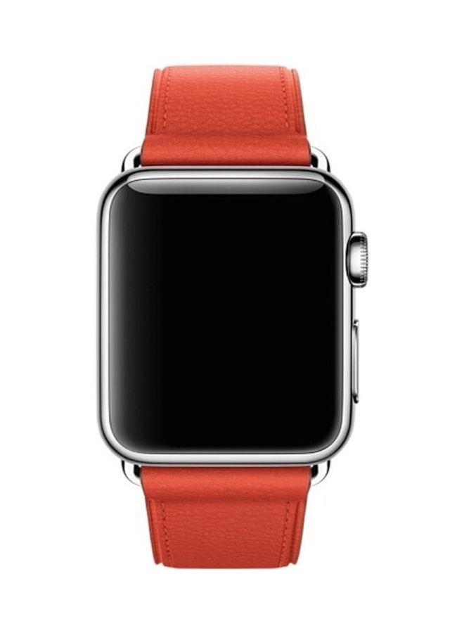 Classic on Leather Wrist Strap Band For Apple Watch Series 3/2/1/ 38mm Orange - Image 2