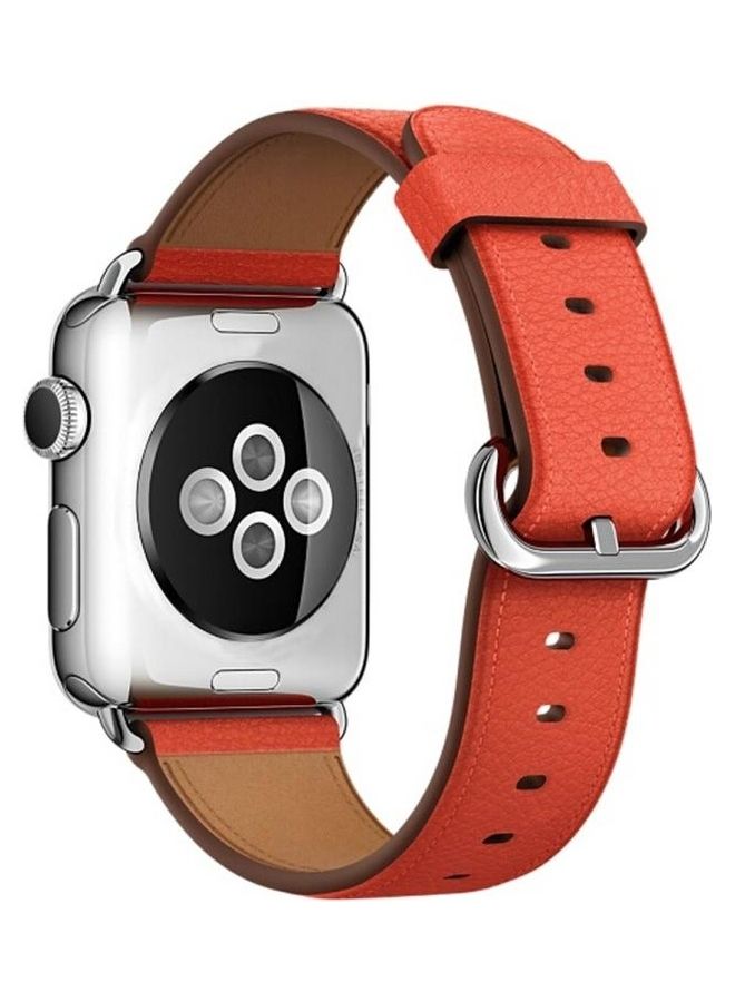 Classic on Leather Wrist Strap Band For Apple Watch Series 3/2/1/ 38mm Orange - Image 3